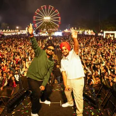 On stage with Riar Saab at Zomaland in Delhi. We had the whole crowd singing along, mixing Punjabi hits with hip hop bangers.