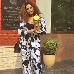Another shot with the Noble Icon Award outside Hansraj College. A proud moment that fuels my passion to keep fighting for justice.