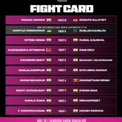 The official fight card for Super Fighter Series III, packed with 10 exciting bouts.