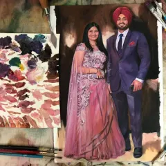 Timeless Love, Captured in Oil. A handmade oil painting is a classic way to celebrate a milestone. I focus on capturing the details that matter, from the intricate embroidery on the dress to the warmth in their expressions, creating a portrait that will be cherished for generations.