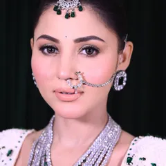 A close-up of my signature bridal makeup. Notice the clean, defined eyes, the perfectly blended skin, and the balanced features. This is the level of perfection and finishing I teach my students to achieve for their clients.