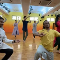 Rehearsing for the 'Goverdhan Leela' production at the Abhinava Dance Company studio. The process involves intense focus and collaboration to bring the story of Lord Krishna to life.