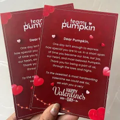 A personal touch goes a long way. For our corporate orders, we can include custom-designed cards with your company's message, like this heartfelt one for Team Pumpkin.