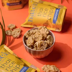 For this packaged snack shoot, I used a vibrant, color-blocked background to make the product pop. The styling is clean and modern, showing how I create eye-catching images for brands that want to stand out.
