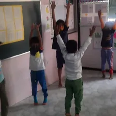 Celebrating World Yoga Day at Siksha. We guide children through simple asanas, which helps improve their flexibility, balance, and concentration. It's a wonderful way to connect mind and body.