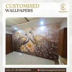 Make a grand statement with our custom 3D wallpapers. This stunning peacock mural was designed and printed by us to fit the exact dimensions of the wall, creating a unique and breathtaking piece of art for the home. We can bring any vision you have to life.
