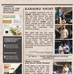 A glimpse into our community events from our monthly newsletter, featuring a Karaoke Night where parents joined in the fun, and an upcoming patriotic song competition.