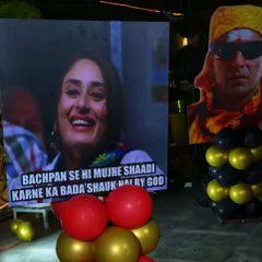 "Bachpan se hi mujhe shaadi karne ka bada shauk hai, by God!" This hilarious and iconic movie meme cutout was a highlight of the Bollywood-themed bachelorette party, adding a touch of humor and personality.