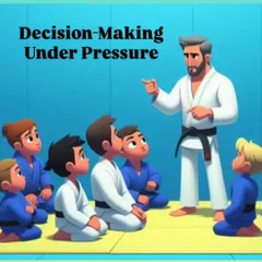 Judo teaches more than just throws; it teaches decision making under pressure. A coach explains a concept to a group of young students, highlighting how lessons from the mat apply to everyday life.