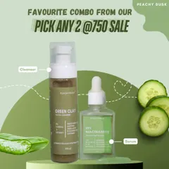 A pinch of freshness and glow is what you need this summer. This image highlights a favorite combo from my sale: the Green Clay Facial Cleanser and the 10% Niacinamide serum.