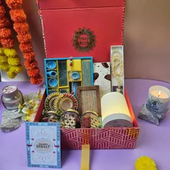 I love putting together vibrant festive hampers like this one for Diwali. This premium box includes a mix of traditional items, gourmet treats, and decorative pieces, all curated to fit the client's theme and budget.