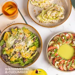 This version highlights our Watermelon & Cucumber salad, a perfect balance of sweet and spicy.