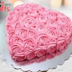 This heart-shaped cake is fully covered in beautiful pink buttercream rosettes. The detailed piping work makes it a visually stunning choice for anniversaries, birthdays, or Valentine's Day.
