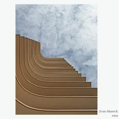 A detail of Jivan Maneck's facade, looking up at the sky. The powerful rhythm of the curved balconies creates a sense of upward movement, a design that remains striking and modern even today.