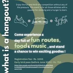So, what is a Hangout? This graphic explains it all. It's an event designed to give you the thrill of a competition with none of the pressure, complete with fun routes, food, and music. It's the perfect place to learn and grow as a climber.