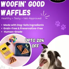 I am so proud of my Woofin' Good Waffles. They are completely grain-free and made with human-grade ingredients, making them a healthy, tasty, and vet-approved snack for your best friend.