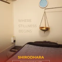 "Where stillness begins." This image captures the essence of a Shirodhara room. It is a sanctuary designed to help you disconnect from the outside world and find your way back to inner calm.