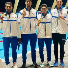 A new Indian record! Our swimmer Aneesh Gowda was part of the men's 4x200m Freestyle Relay team that won gold and set a new national record at the 11th Asian Age Group Championship in the Philippines.