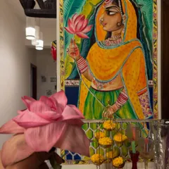 This is one of my early murals, inspired by the elegance of Mughal art. I love painting these pieces that bring a classic, royal vibe into a modern home, making a blank wall feel like a story.