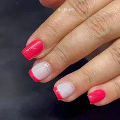 Another shot of the modern pink French tip with a touch of sparkle.