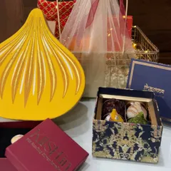 My Ganesh Chaturthi curation includes these beautiful modak-shaped boxes, perfect for gifting sweets and other small treasures during the festival.