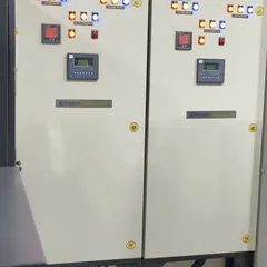 Another angle of the high-speed ATS panels at Bangalore International Airport. The indicator lights show the system is active and managing power sources effectively to ensure uninterrupted operations.