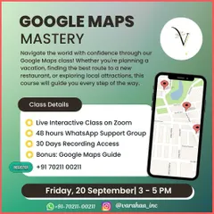 Navigate the world with confidence with my Google Maps Mastery class. I will guide you through planning a vacation, finding the best route to a new restaurant, or exploring local attractions, complete with a bonus guide.