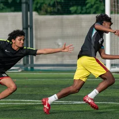 Youth athletes from our Jayamahal center engaged in a competitive speed and agility drill. Training is designed to be both effective and engaging.