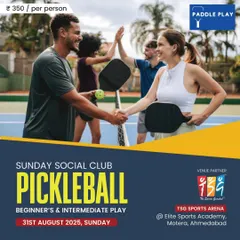 Join our Sunday Social Club for a morning of pickleball in Ahmedabad. It's a great way to learn the game, meet new people, and enjoy some friendly rallies in a fun, social setting.