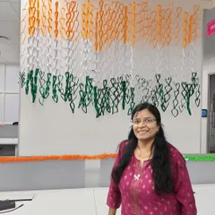 I am so proud of this large Indian flag decoration we created for an office's Independence Day celebration. It is made entirely of paper hearts linked together.
