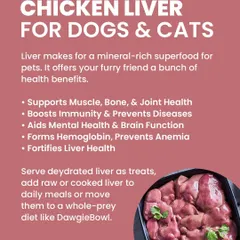 Chicken liver is a mineral-rich superfood for pets. It supports muscle and bone health, boosts immunity, and aids brain function. I include healthy organs in my whole-prey diet plans.