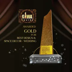 It was an honor to win the Gold award at the Great Indian Wedding Awards (GIWA) 2024 for 'Best Design & Space Decor'. This recognizes my passion for creating unique and immersive wedding environments.