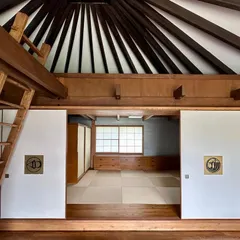 The interior of Kazuo Shinohara's Umbrella House, reconstructed at the Vitra Campus. It is a masterpiece of Japanese residential design, blending traditional motifs with a modern spatial sensibility.
