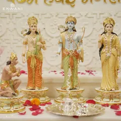 I was thrilled to see my exclusive Ram Darbar collection featured in this beautiful mandir setup. Each porcelain figure of Lord Ram, Mata Sita, Lakshman, and Hanuman is crafted to radiate devotion, grace, and serenity.