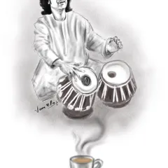 Growing up in the 90s, the "Wah Taj!" ad featuring Ustad Zakir Hussain was iconic. This digital sketch is my small tribute to the legendary tabla maestro, an artist who brought Indian classical music to the world stage.