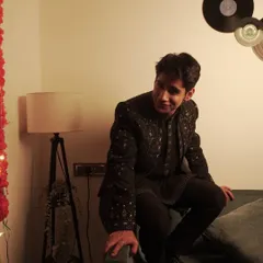 Influencer Ahsan Vazir styles our black embroidered Indo-western set for a cool, trendy Diwali look. This outfit is perfect for festive occasions where you want to stand out.