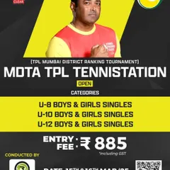 The official announcement for the MDTA TPL TenniStation Open (Season 15), with categories from U-8 to U-12. This event offers a chance to win the RTG Scholarship.