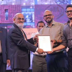 Receiving the Commendation Trophy from the Indian Institute of Architects for our Nirbhaya Centre project. A proud moment for the entire team.