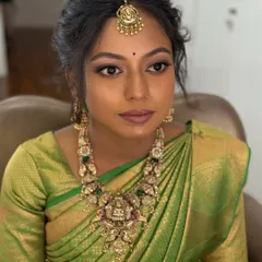 A portrait of my beautiful bride Kiruba, showcasing her subtle engagement look. The makeup is designed to even out her complexion and enhance her features naturally, proving that less is more.