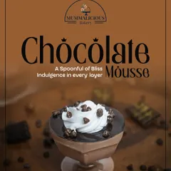 Our chocolate mousse is a spoonful of bliss. Served in a dessert glass, this rich and airy mousse is topped with whipped cream and chocolate chips for the perfect texture combination.