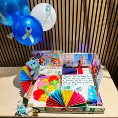 Every little giggle deserves a special celebration. This personalized first birthday hamper for Rivansh is filled with toys, a teddy bear, baby care products, and a handwritten note.