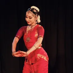 Another still from the same performance, capturing a different posture and expression. The beauty of Bharatanatyam lies in its vast vocabulary of movement.