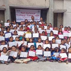 The proud participants of our self-defense training camp holding their completion certificates. We successfully trained this group in partnership with The Creative Thinkers Forum.