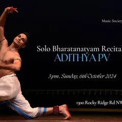 The official poster for my solo Bharatanatyam recital in Calgary, presented by the Sarb Akal Music Society.