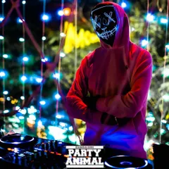 Getting into the Halloween spirit. For theme nights, I go all in, even with my look. Here I am behind the decks in a neon mask, ready to drop some spooky beats for a Halloween party.