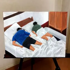 This commissioned acrylic painting, titled 'Slumber', captures a quiet, intimate moment. It's a privilege to turn these personal, everyday scenes into art that can be treasured.