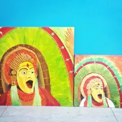 My paintings of the Panjurli Daiva, inspired by the film Kantara. I created these two canvases to capture the powerful energy of this folk deity from Tulunadu.