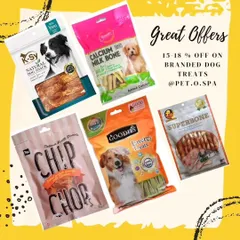 We love giving you great deals. Here is a look at our special offers on branded dog treats, including popular choices like Chip Chop, Goodies, and K-Sy natural snacks.