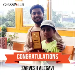 A proud moment for Sarvesh Alegavi, who won second prize at the BKCC Under-16 Chess Tournament with a brilliant score.
