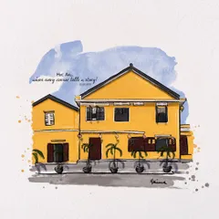 The iconic yellow walls of Hoi An, Vietnam. This urban sketch captures the unique architecture and atmosphere of the ancient town. My travel illustrations focus on the small details that make a place unforgettable.